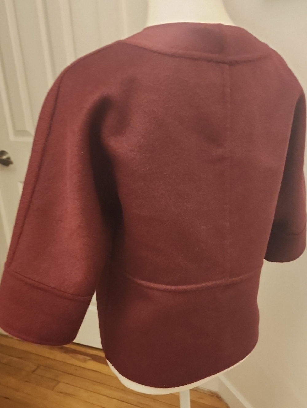 MICHAEL KORS Collection Women's Wine Red Wool-Blend Pea Coat - Picture 3 of 3